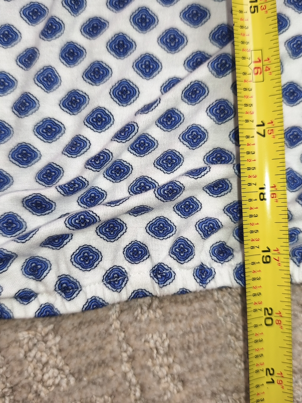 Michael Kors Women's Top Size XS White Blue Graphic Print 3/4 Sleeve Round Neck - Picture 3 of 10